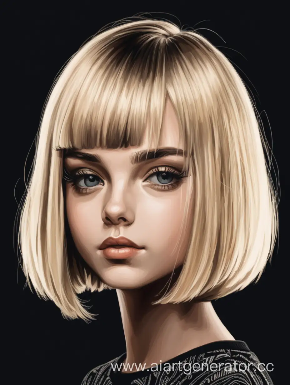 Blonde-Girl-with-Bob-Haircut-Portrait-on-Dark-Background
