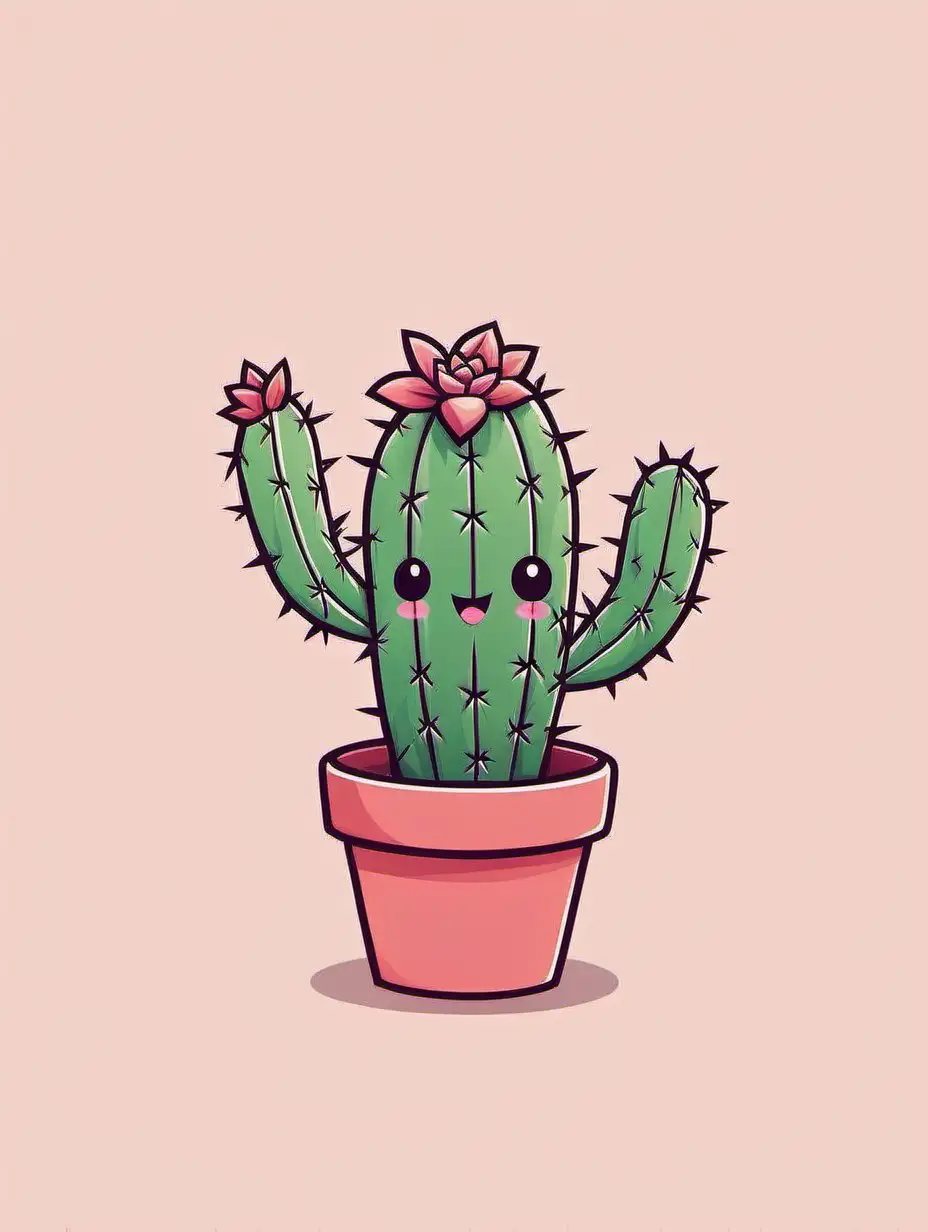 Adorable Minimalist Cactus Wallpaper for Relaxation and Style