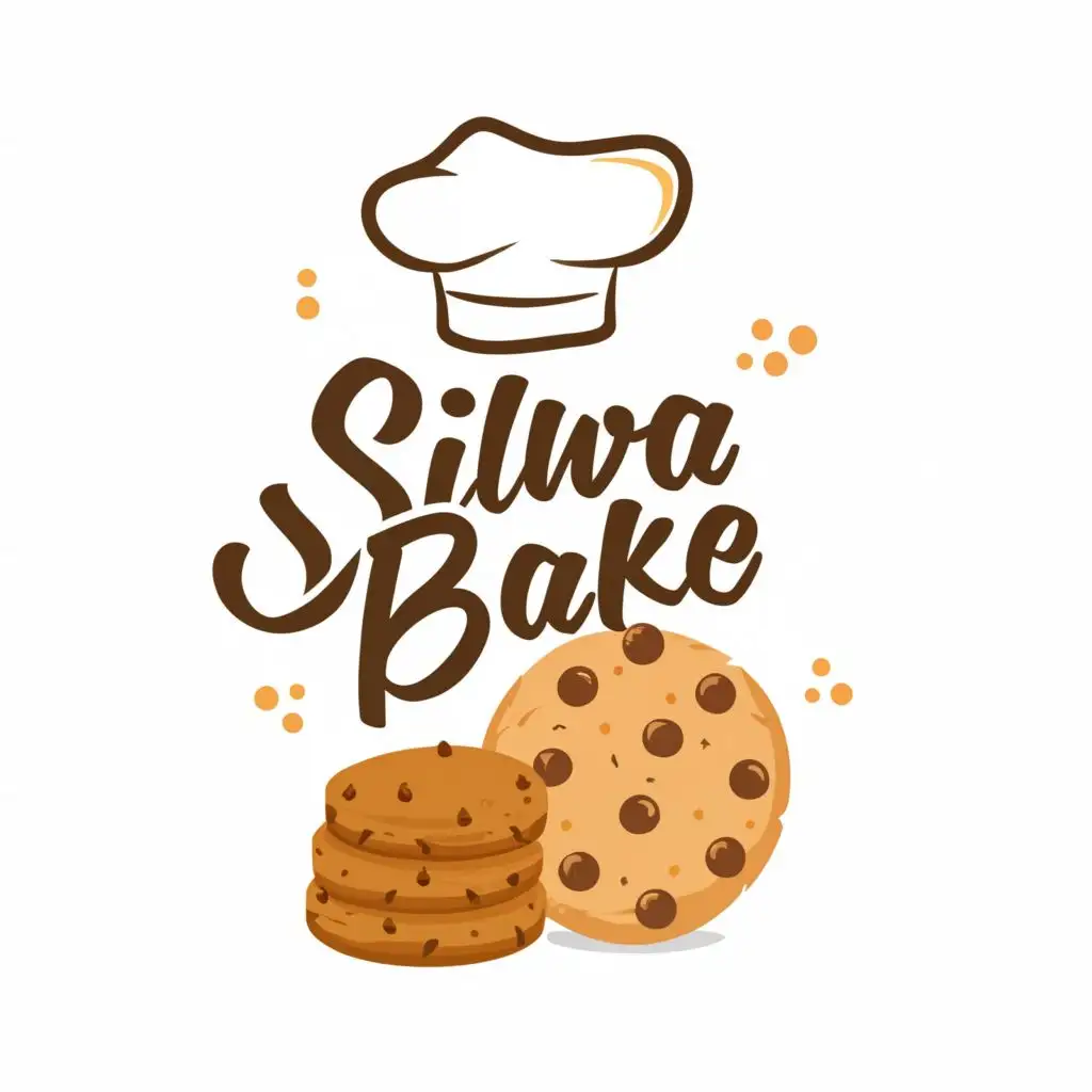 logo, cookie and a baking hat., with the text "Silva Bake", typography
