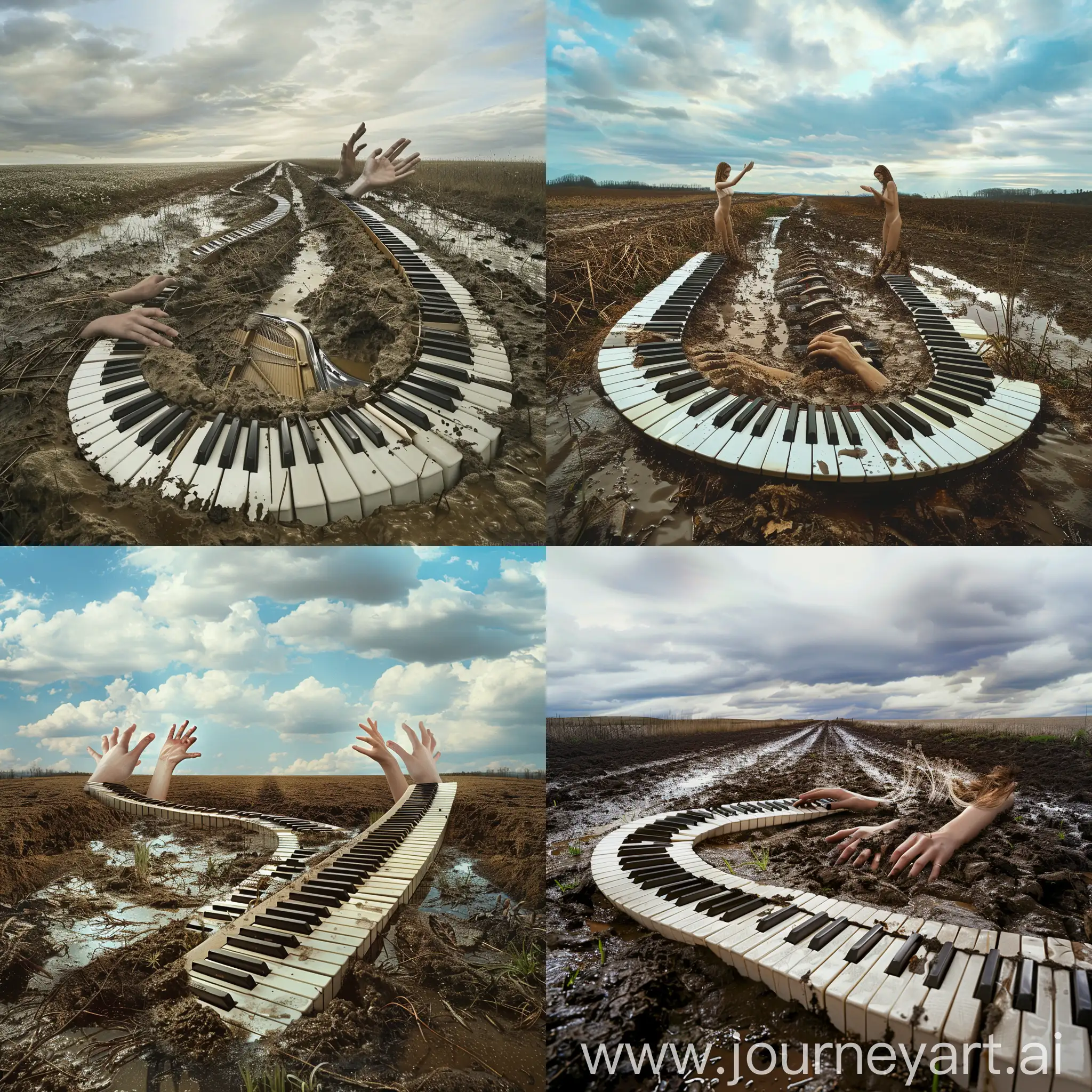 Infinite-Surreal-Piano-Keyboard-in-a-Spring-Field-with-Feminine-Hands
