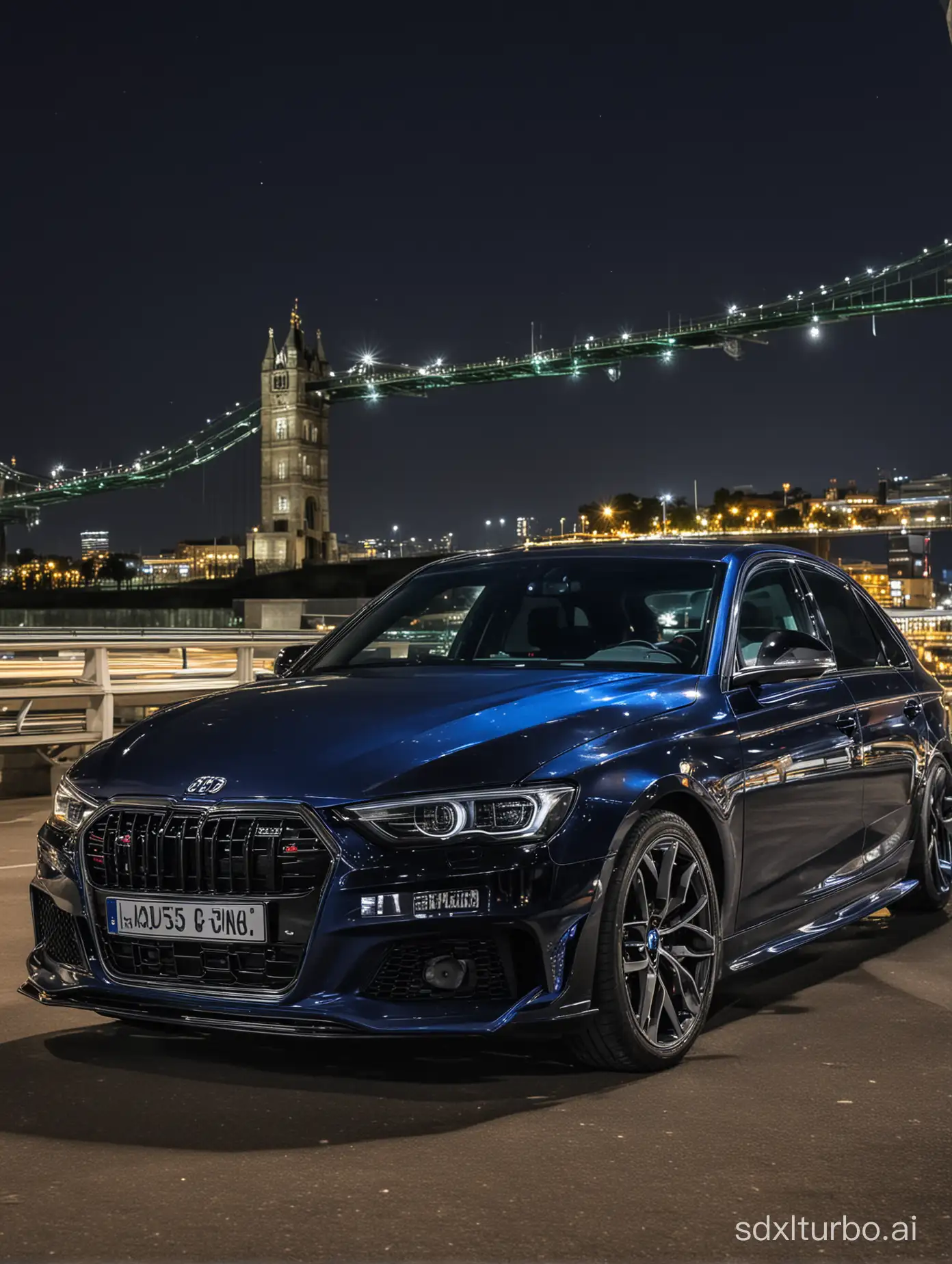 Blue-BMW-330D-Night-Racing-Against-Black-Audi-A3