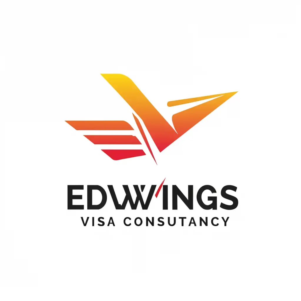 a logo design,with the text "EduWings Visa Consultancy", main symbol:Education/tourist visa,Minimalistic,clear background