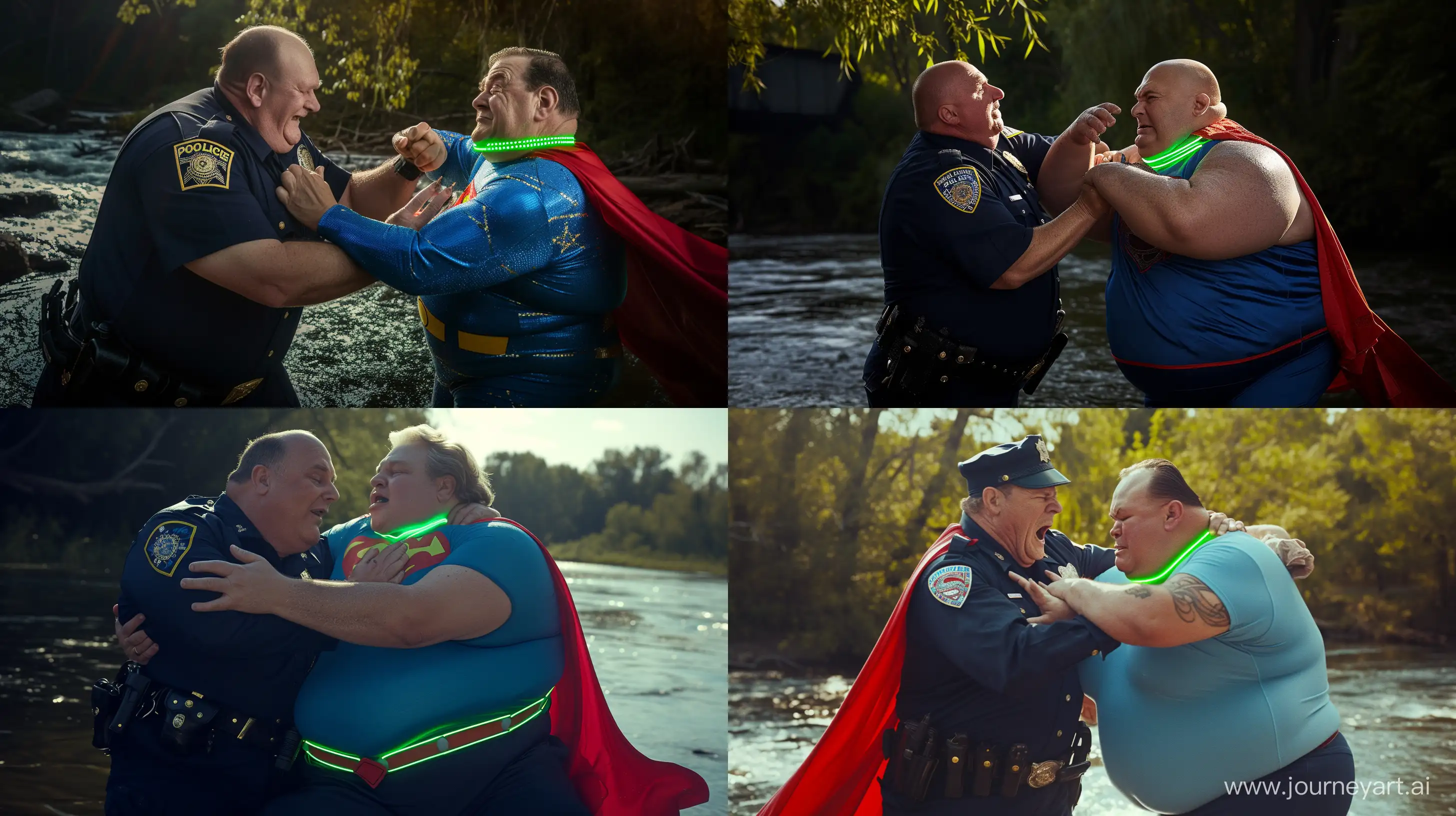 Epic-Showdown-Senior-Police-Officer-vs-Vintage-Superman-in-Riverside-Battle