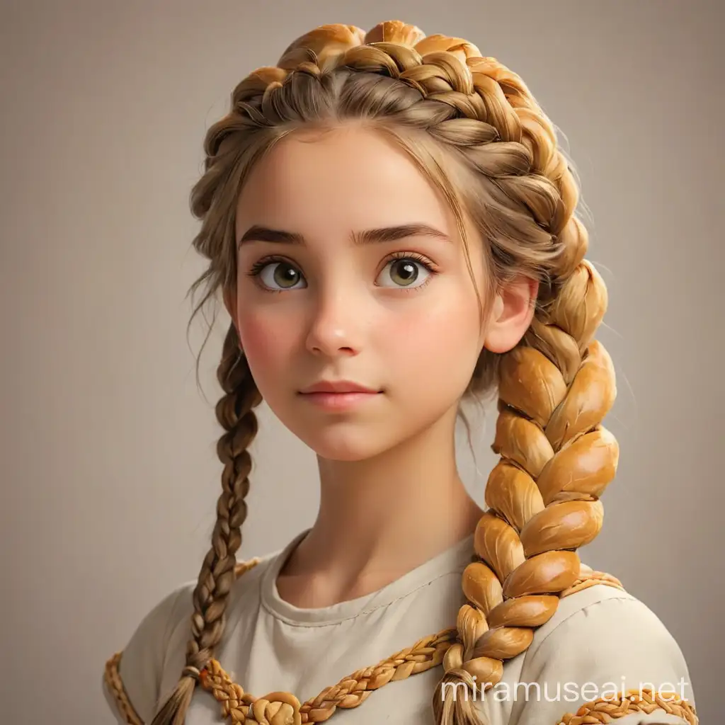 The girl with the braid made out of bread