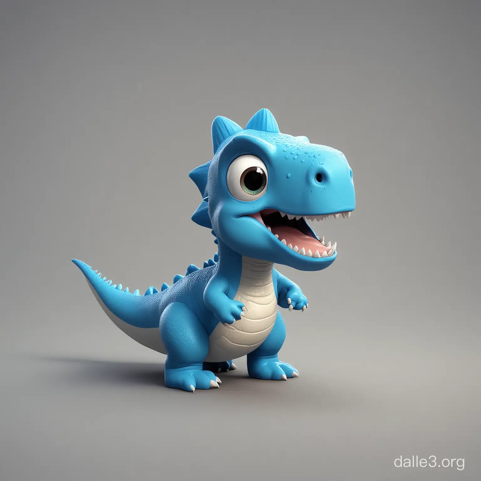 Mighty Roaring Small Blue Cartoon Dinosaur Art | Dalle3 AI