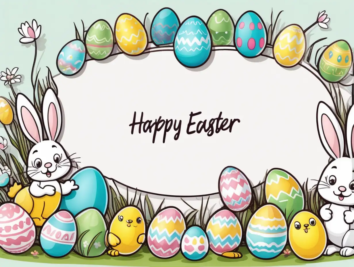 Joyful Easter Bunny Celebration Banner Cartoon