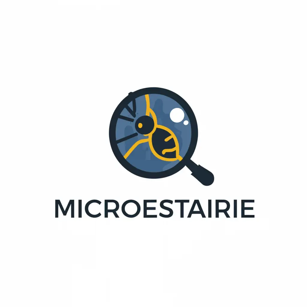 a logo design,with the text "MicroBestiaire", main symbol:A logo design, with the text "MicroBestiaire", main symbol: an ant seen with a magnifying glass, Moderate, be used in Animals Pets industry, clear background,Moderate,be used in Animals Pets industry,clear background