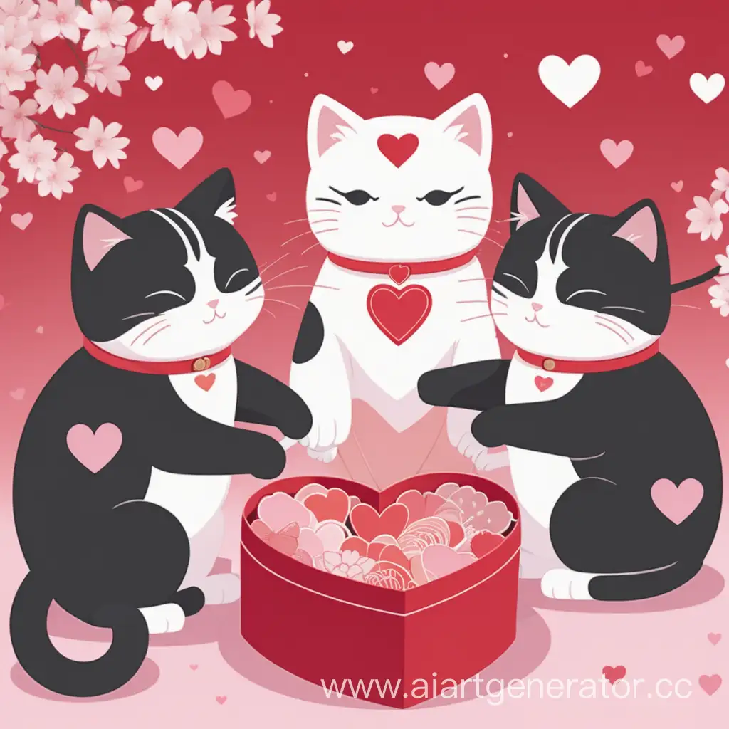 Japanese-Kitties-Celebrating-Valentines-Day-with-Traditional-Decor