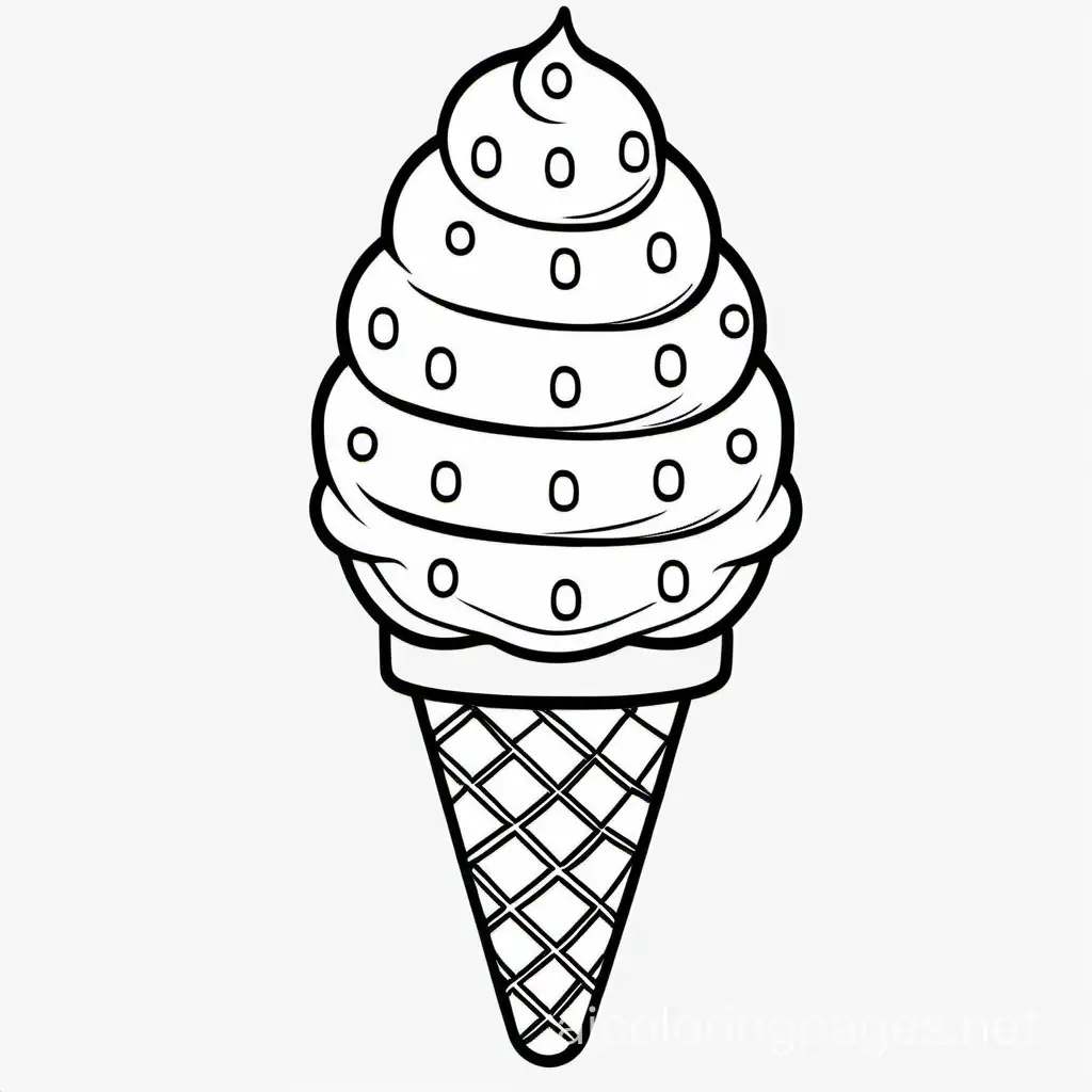 one Ice Cream  bold ligne and easy for kids
, Coloring Page, black and white, line art, white background, Simplicity, Ample White Space. The background of the coloring page is plain white to make it easy for young children to color within the lines. The outlines of all the subjects are easy to distinguish, making it simple for kids to color without too much difficulty