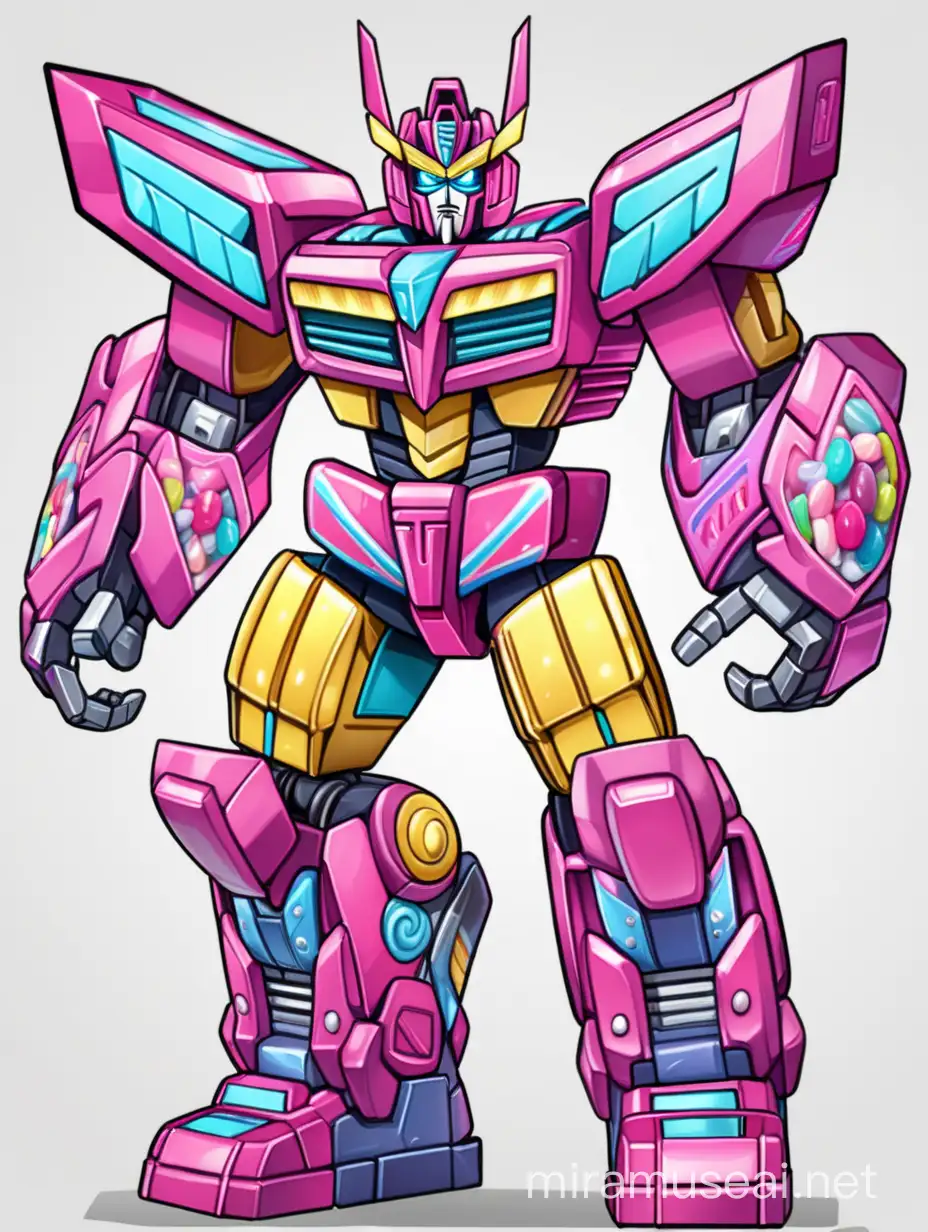 3 Candy combined into transformer warrior 2d animation