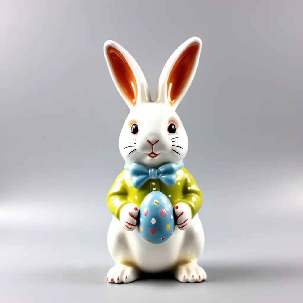 European and American Style Easter Ceramic Cute Bunny on White Background