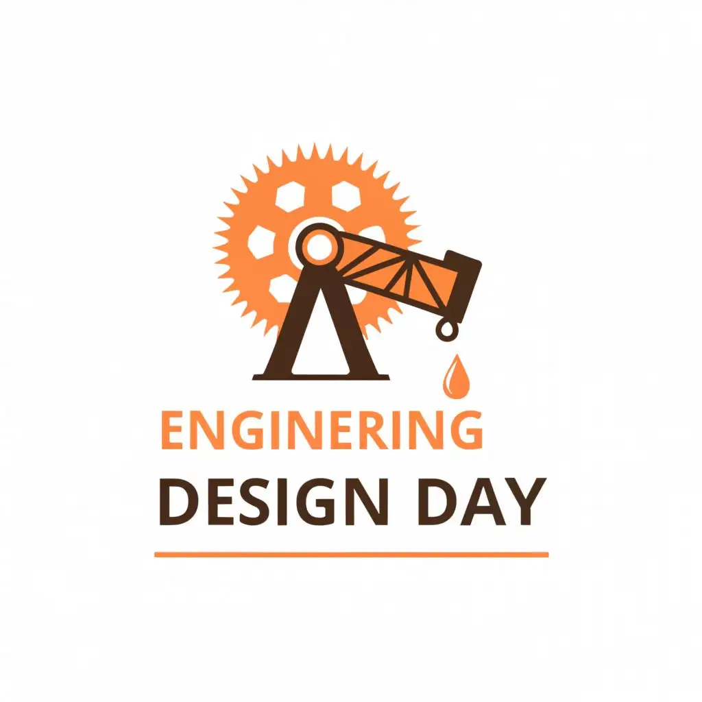 a logo design,with the text 'Engineering Design Day', main symbol: Oil Pump and gear mech and Building small drop of oil on G ,Moderate, be used in Events industry, clear background , , , , , ,

Add one big flat building or house constraction