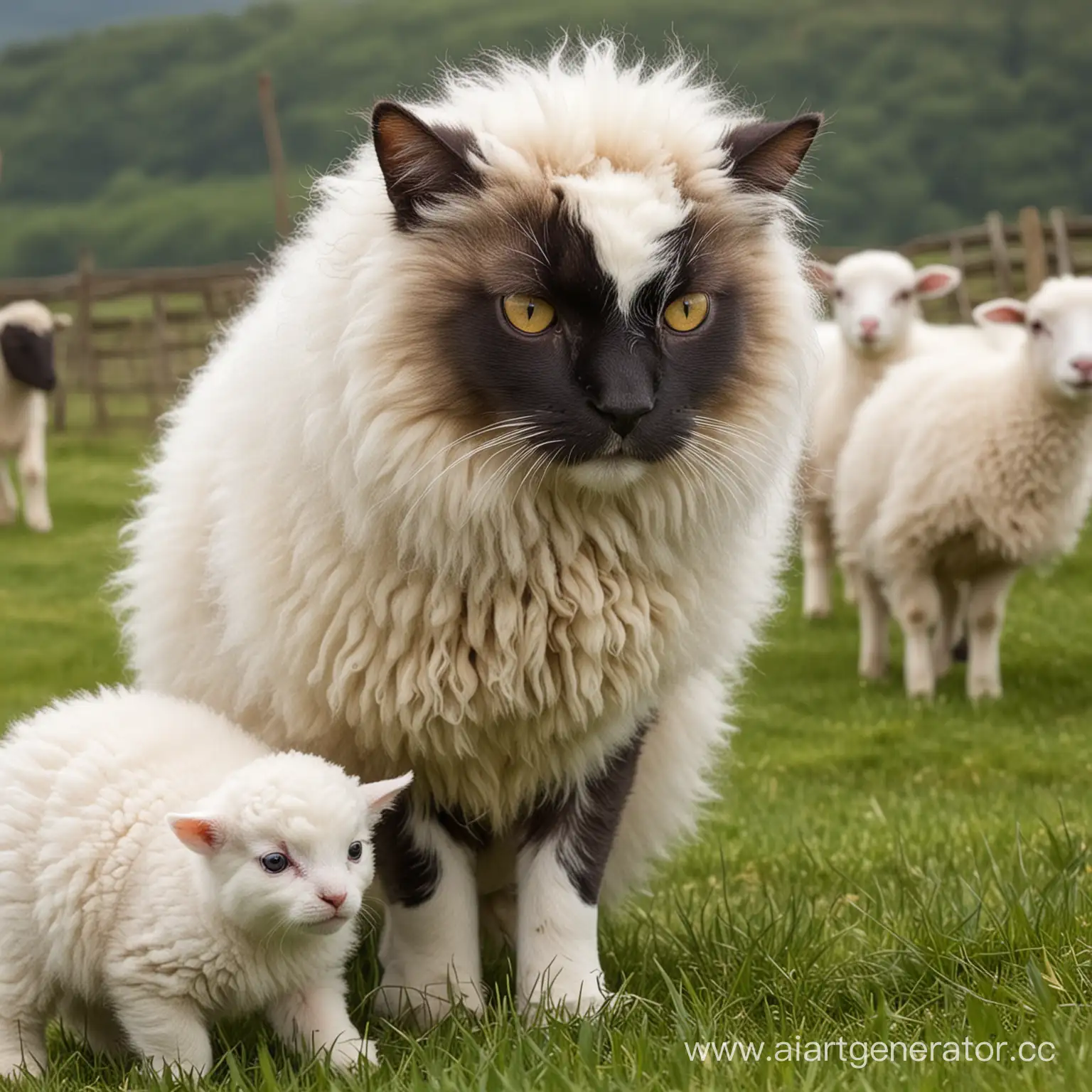 Playful-Cat-and-Sheep-Interaction