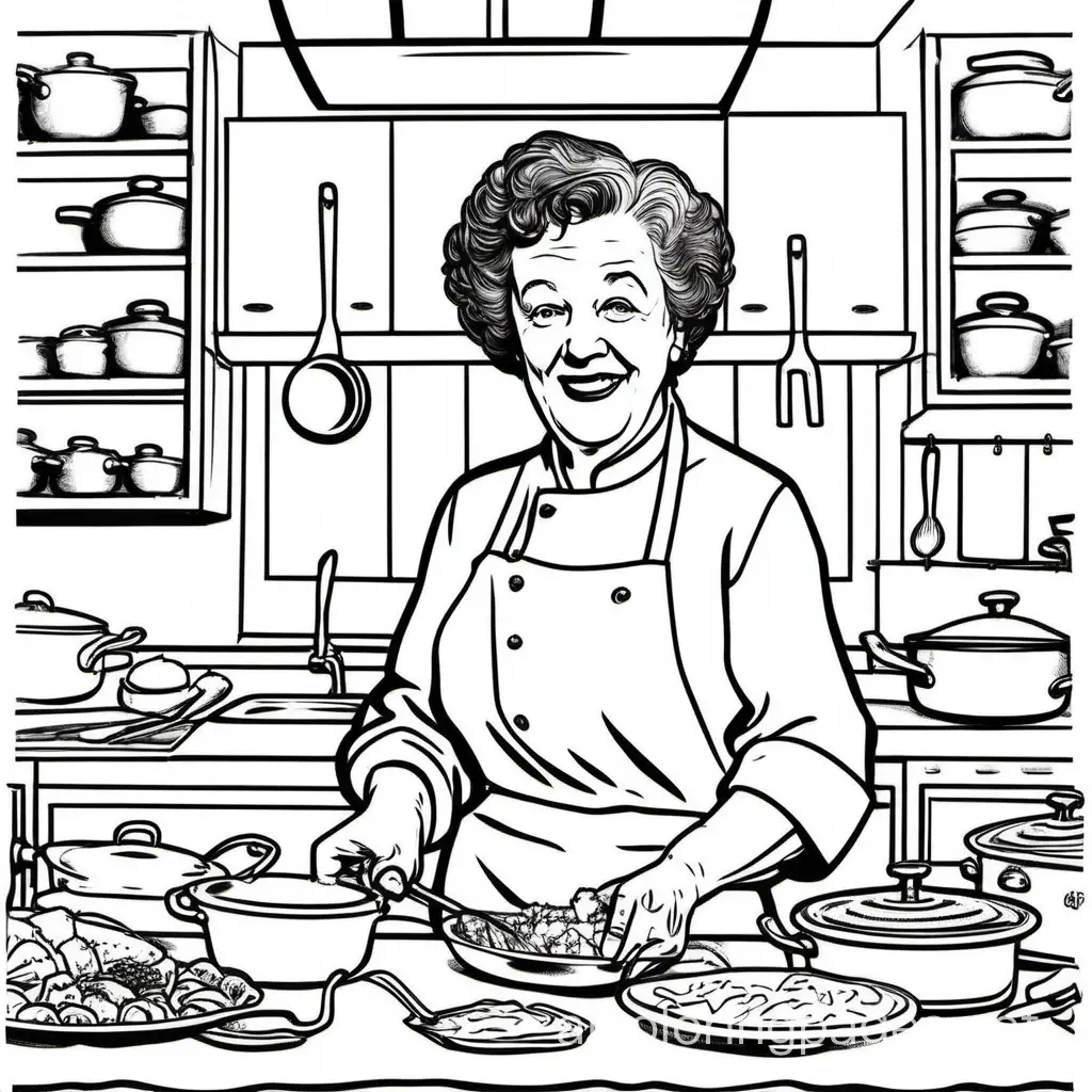 Julia-Child-Coloring-Page-for-Kids-Simple-Line-Art-on-White-Background