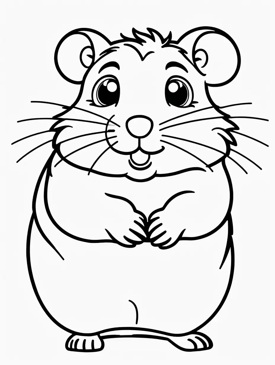 Simple Cartoon Hamster Coloring Page for 3YearOld Toddlers