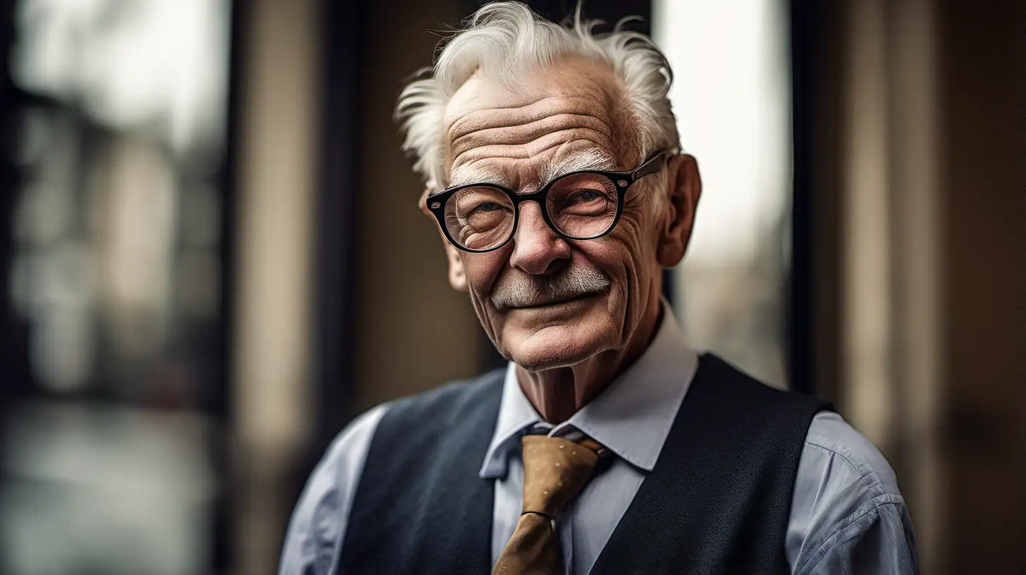 (An elderly Englishman sporting glasses, wearing a smug expression), (Nikon Z9 with a 50mm f/1.8 lens), (Soft, diffused lighting highlighting the gentleman's features), (Portrait photography style capturing the sophistication and smug demeanor of the Englishman).