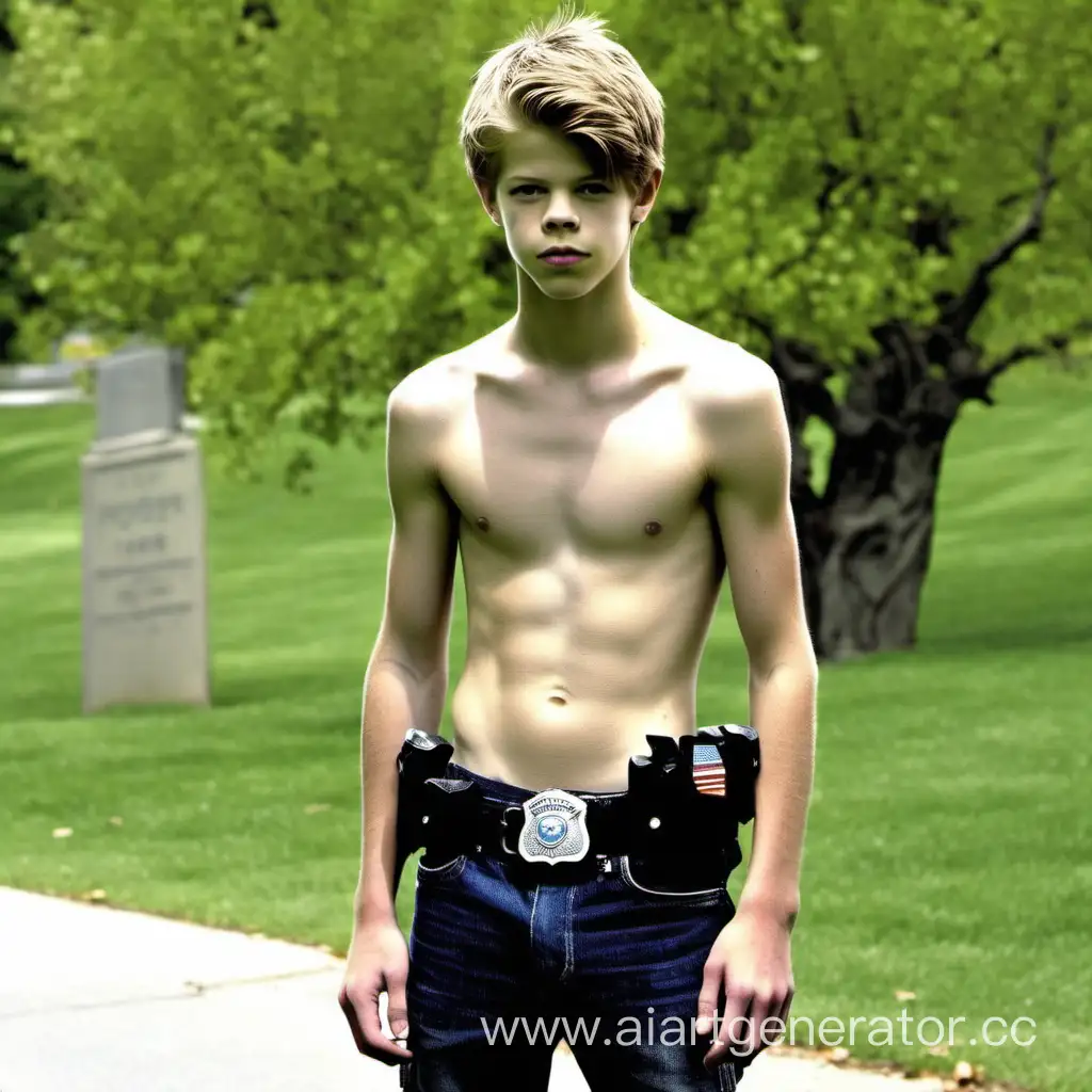Cute boys shirtless police officers arrest cute 18 year old shirtless Colin Ford, full length