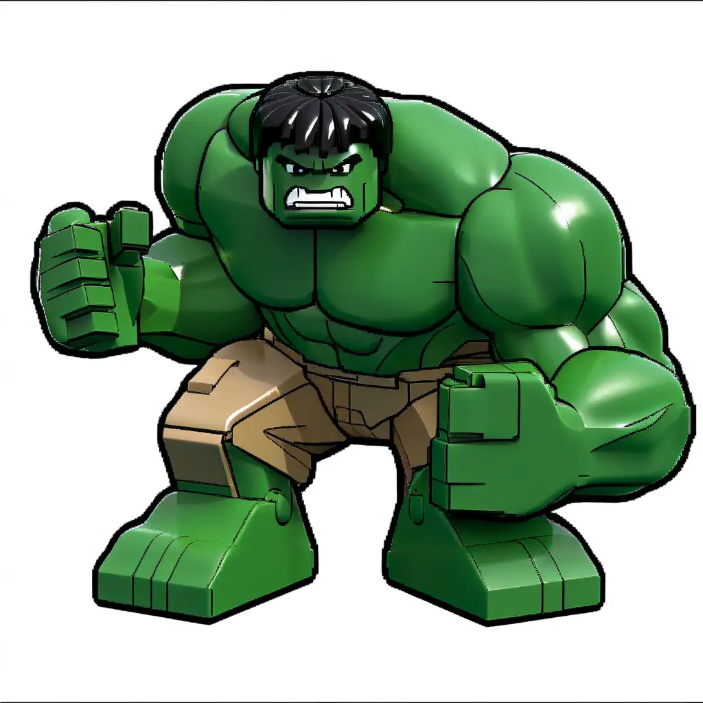 Powerful Hulk LEGO Figure Green Monster Unleashing Strength