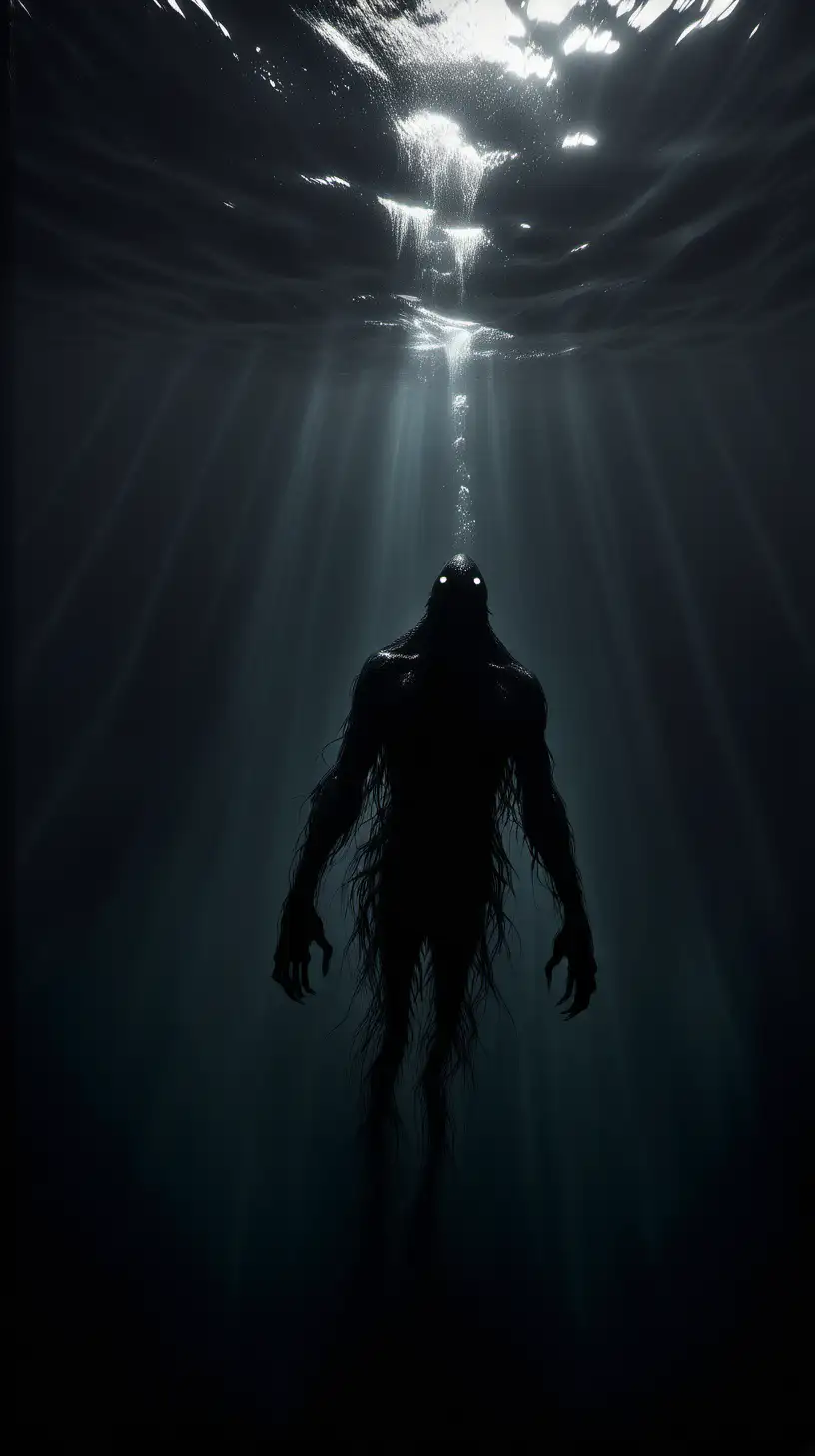 Mysterious Black Creature Lurking in Murky Depths of Enormous Waters