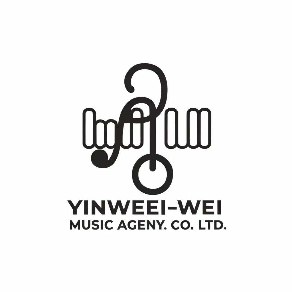 a logo design,with the text "Yinwei·WEI Music Agency Co., Ltd.", main symbol:Musical notes, border shapes,Minimalistic,be used in Entertainment industry,clear background