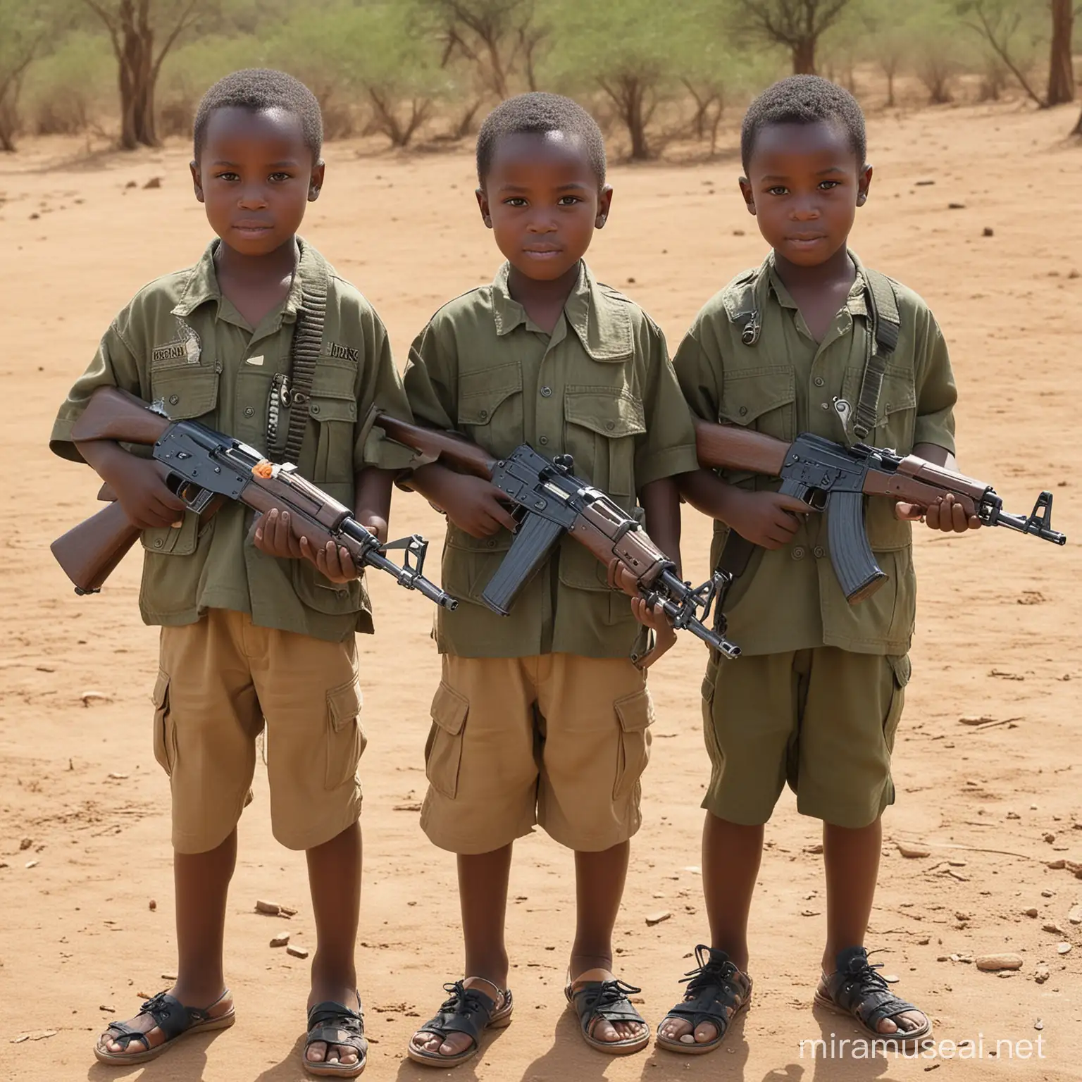 Kids, African, black, ak47 guns, Sub-Saharan 