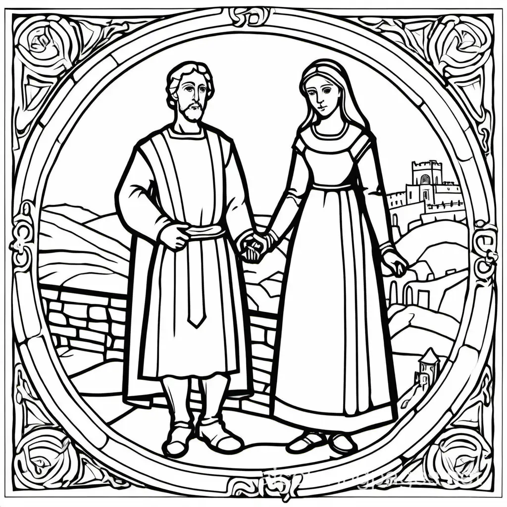 11th-Century-Historical-Figures-Peter-Abelard-and-Heloise-in-Stylized-Line-Art