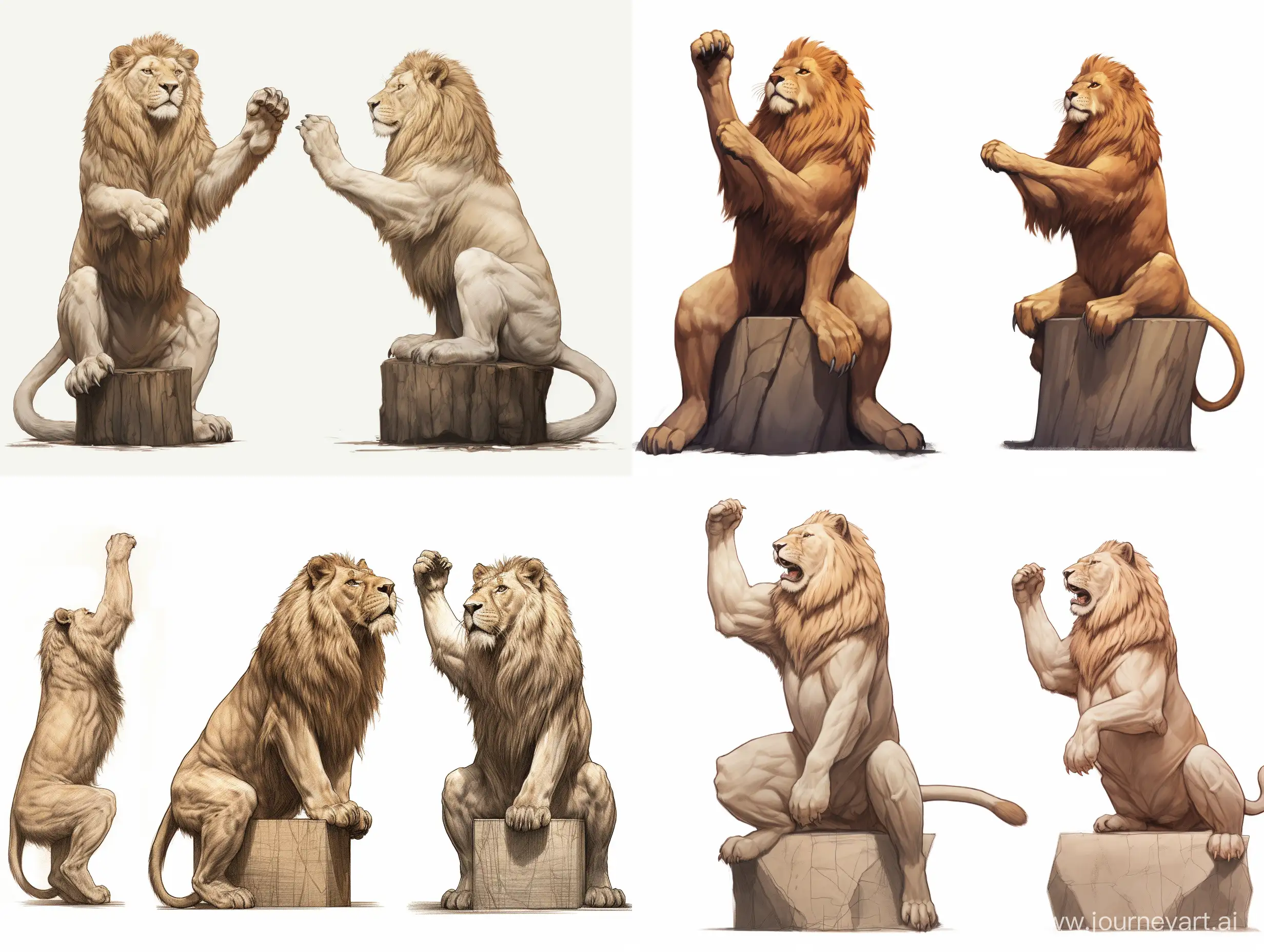 Majestic-Lion-Wood-Carving-Sculpture-Dynamic-3D-Art-with-Raised-Paws