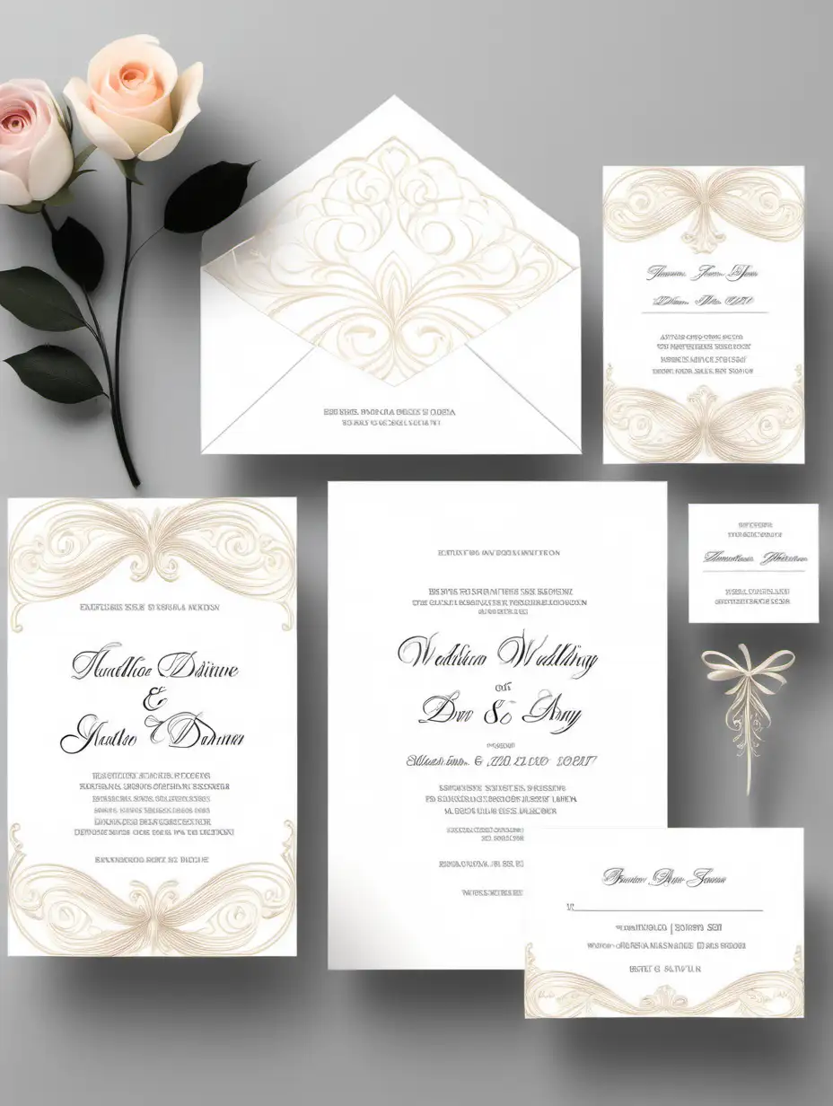 Elegant Wedding Invitation Suite with Floral Accents