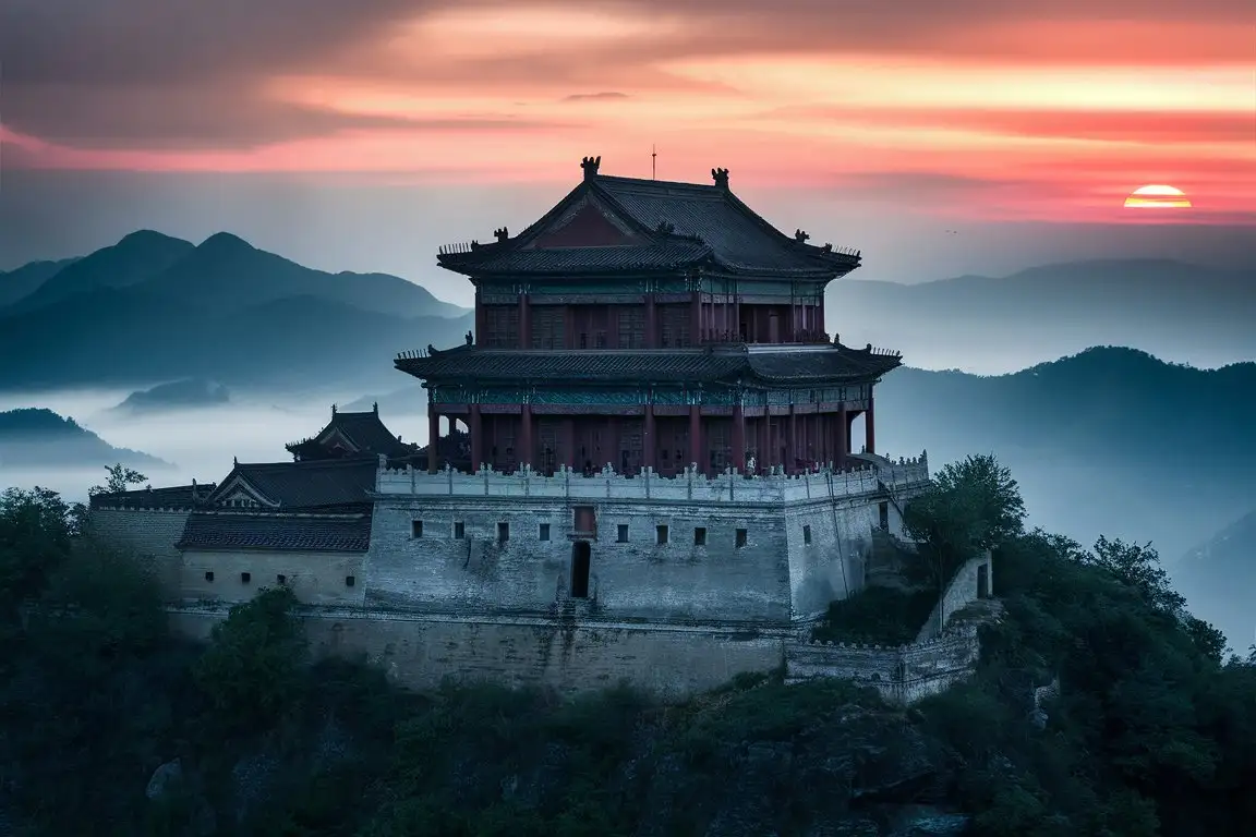 山上的中國單一棟的7層老閣樓