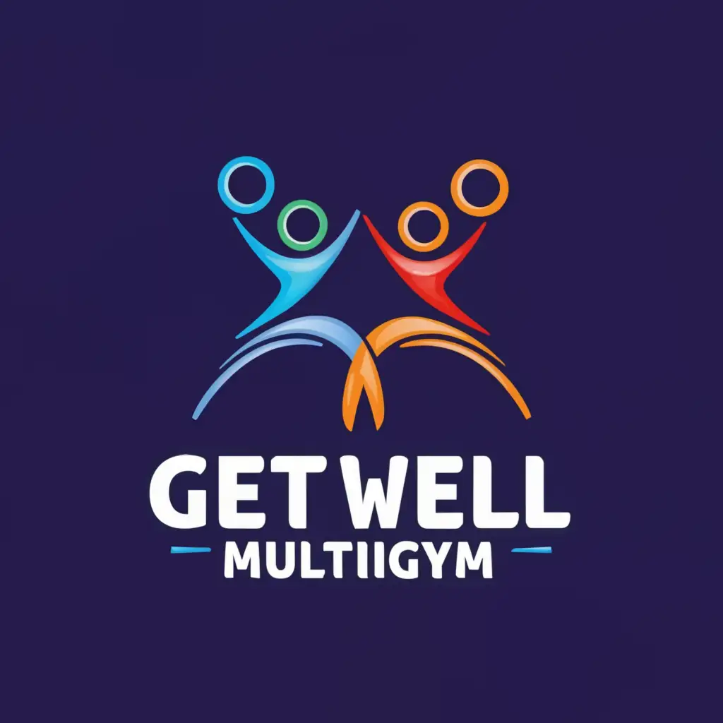 a logo design,with the text "Get Well Multigym", main symbol:gym couple,Minimalistic,be used in Sports Fitness industry,clear background