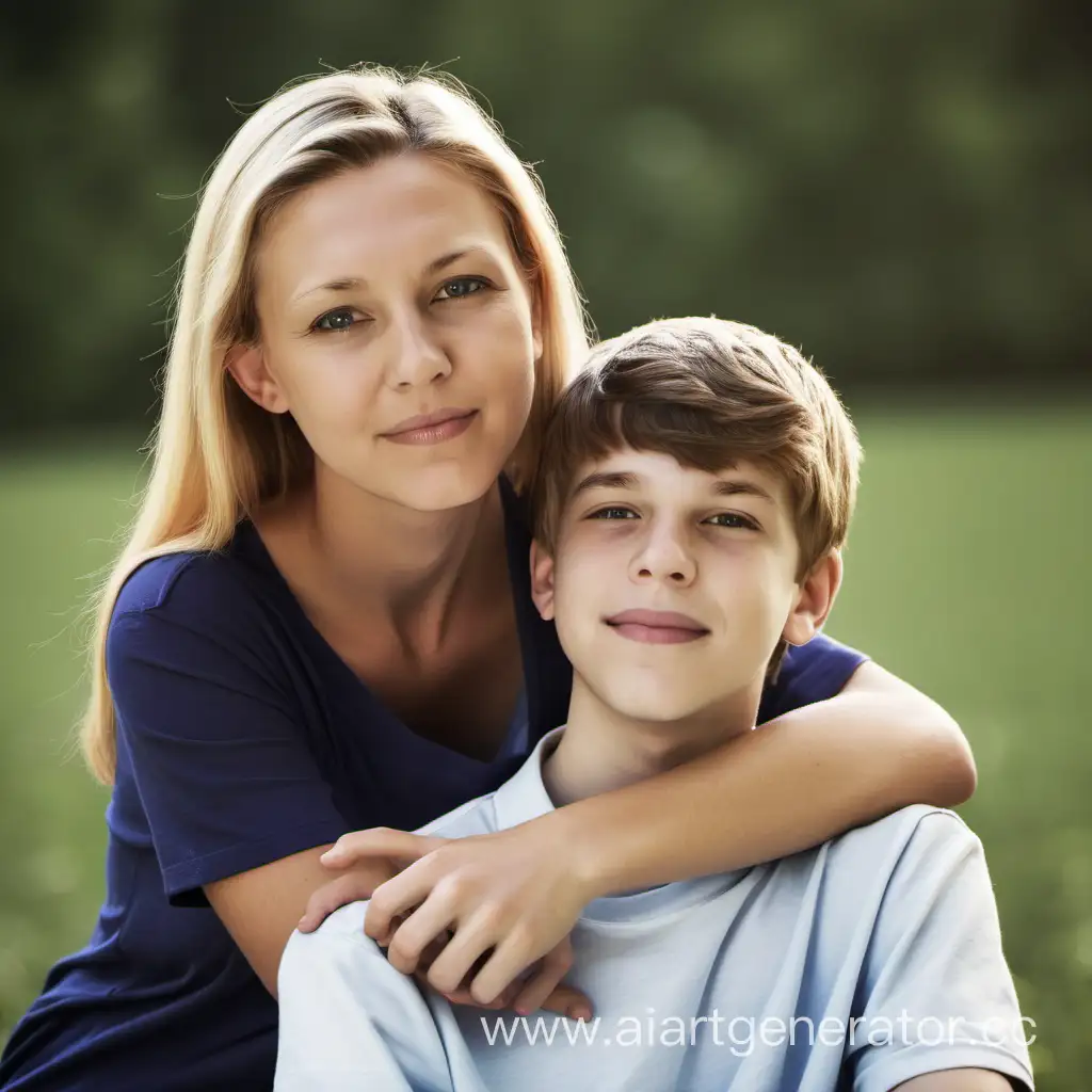 Young mother and teenage son