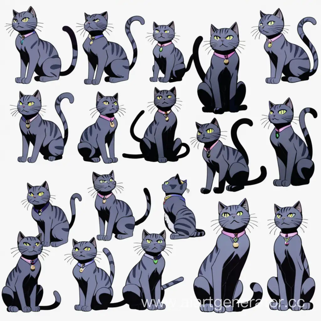 кошка в разных позах из аниме Jojo Bizarred  9 изображений