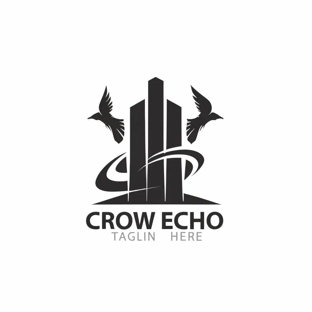 logo, crow echo tower symbol the colour should be black, with the text "CROW ECHO", typography, be used in Internet industry