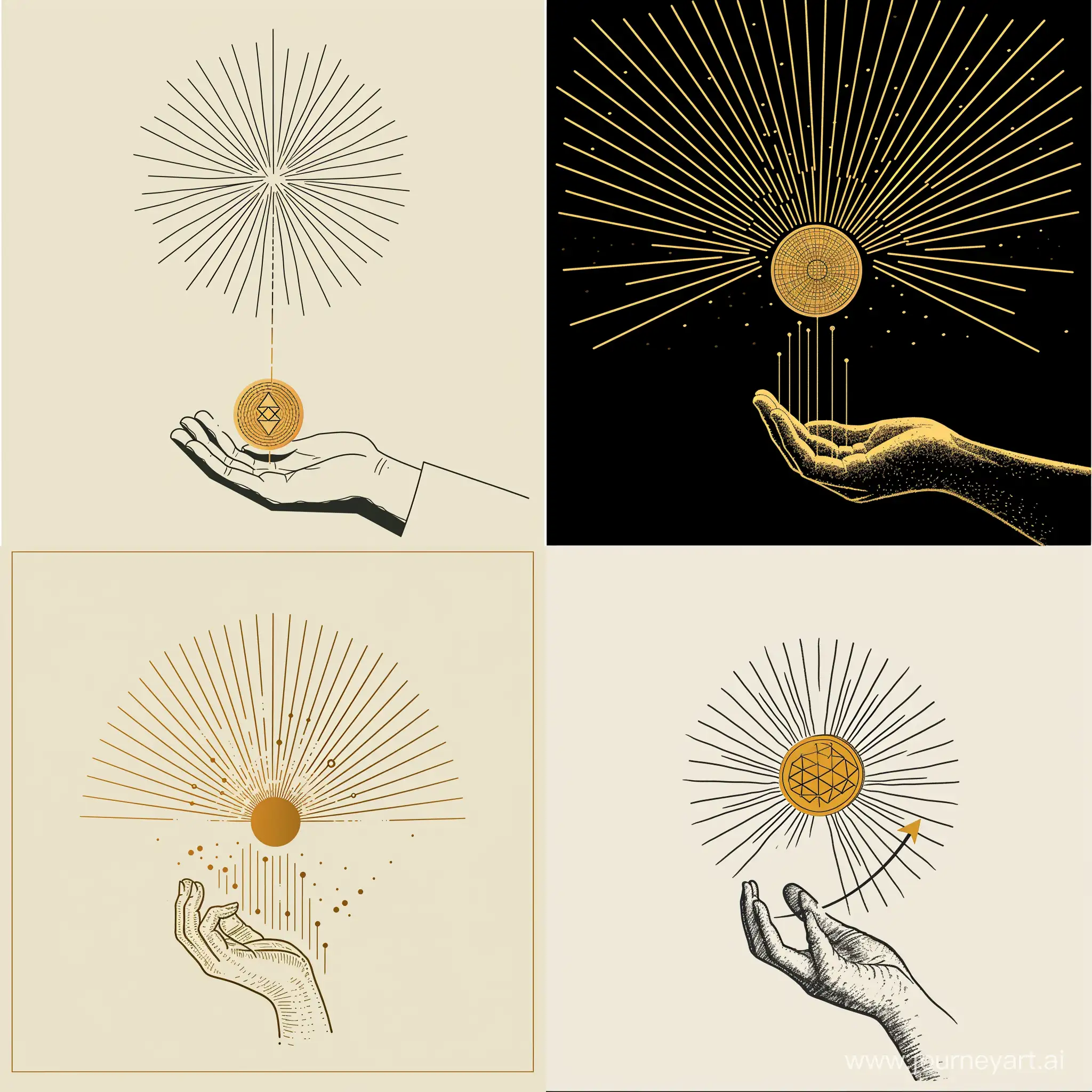 Concept:

Abstract Coin:
Prompt: /imagine a minimalist line art symbol of a coin, radiating outwards, in the style of Saul Bass.
Style: Minimalist, abstract, line art, Saul Bass
Metaphorical Coin:
Prompt: /imagine a hand holding a golden globe, symbolizing global financial expertise, in the style of Art Deco.
Style: Art Deco, detailed, elegant, globe instead of coin
Conceptual Coin:
Prompt: /imagine a single stylized coin transforming into a line graph depicting upward growth, in the style of Escher.
Style: Escher, optical illusion, growth theme, geometric
Additional Tips:

Use specific artists or art styles as references for Midjourney to understand the desired aesthetic.
Experiment with different prompts and styles to see what resonates with you.
Use negative prompts to exclude unwanted elements, like "not realistic" or "not detailed".
Combine multiple elements from different hints to create a unique design.