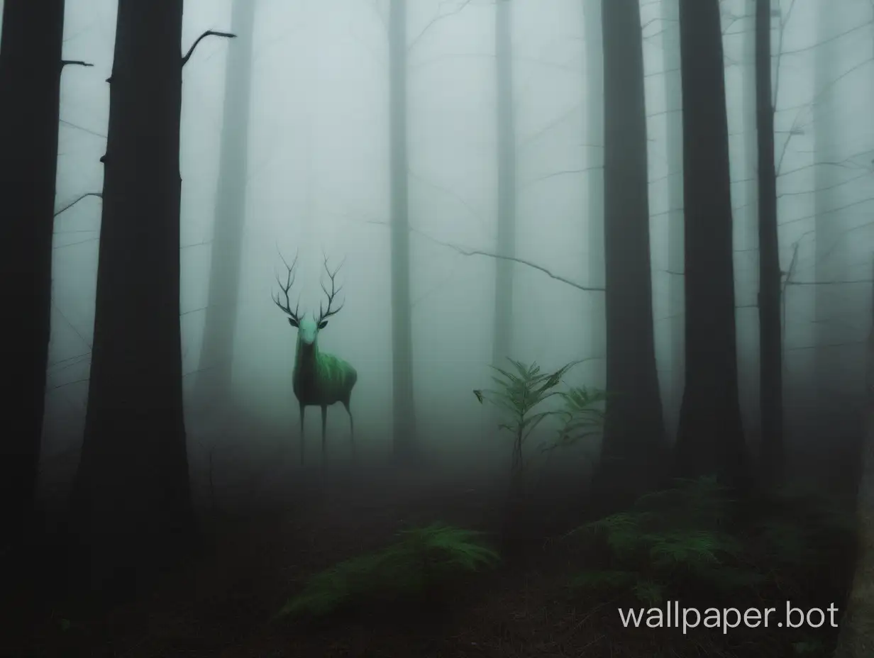 foggy forest hiding creature
