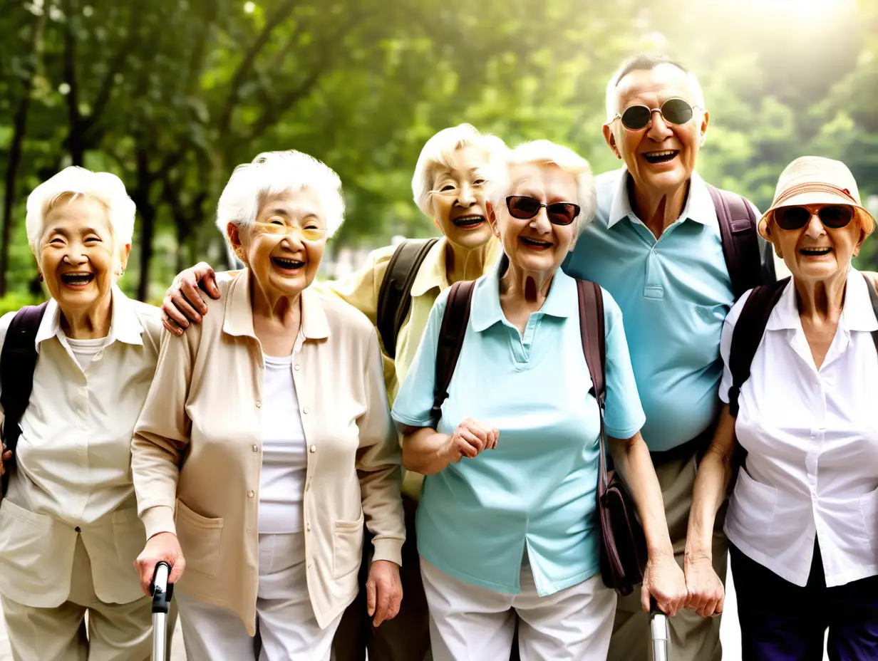 Active Elderly Group Embarking on Travel Adventure