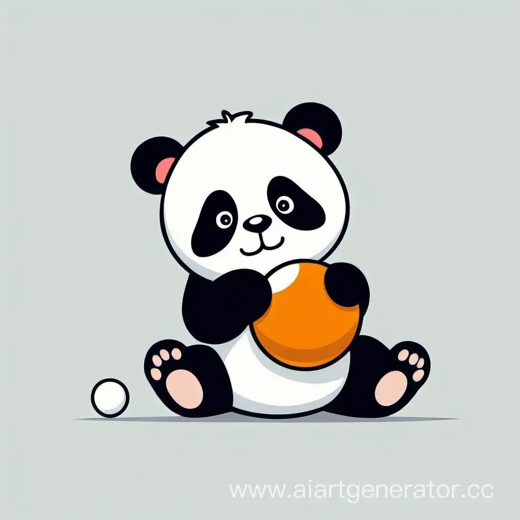 cute  panda playing with a ball, white background, vector art, simple design
