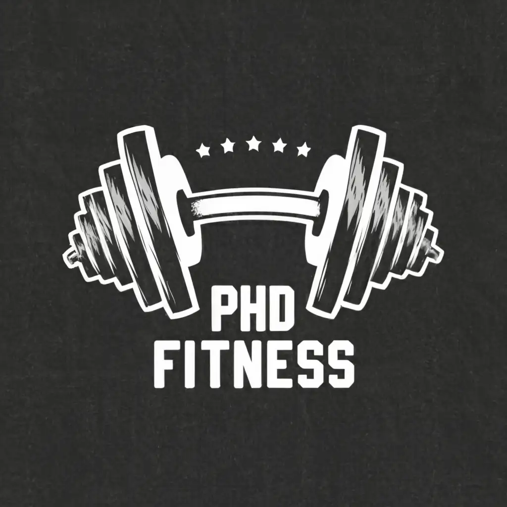 a logo design,with the text "PHD fitness", main symbol:weights,Moderate,be used in Sports Fitness industry,clear background