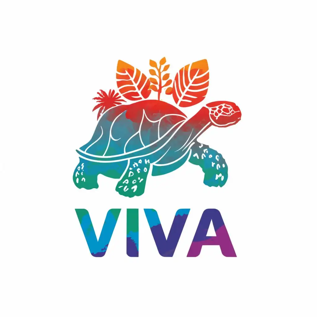 a logo design,with the text "VIVA", main symbol: Incorporate iconic elements of Seychelles such as palm trees, the outline of the islands, tropical flowers, or a stylized representation of the Aldabra giant tortoise.,Moderate,clear background