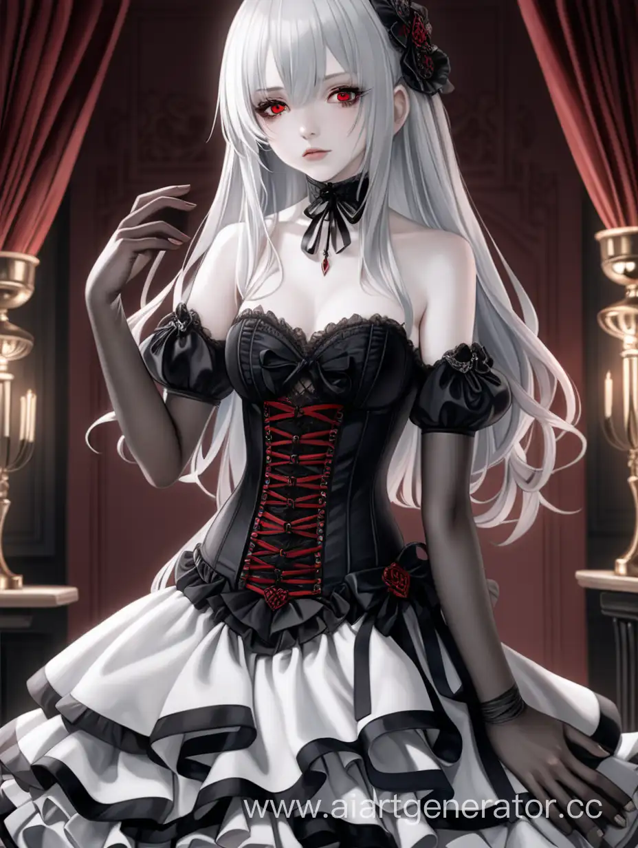 Elegant-Anime-Girl-with-Red-Eyes-Pale-Skin-and-Four-Hands-in-Lavish-Dress