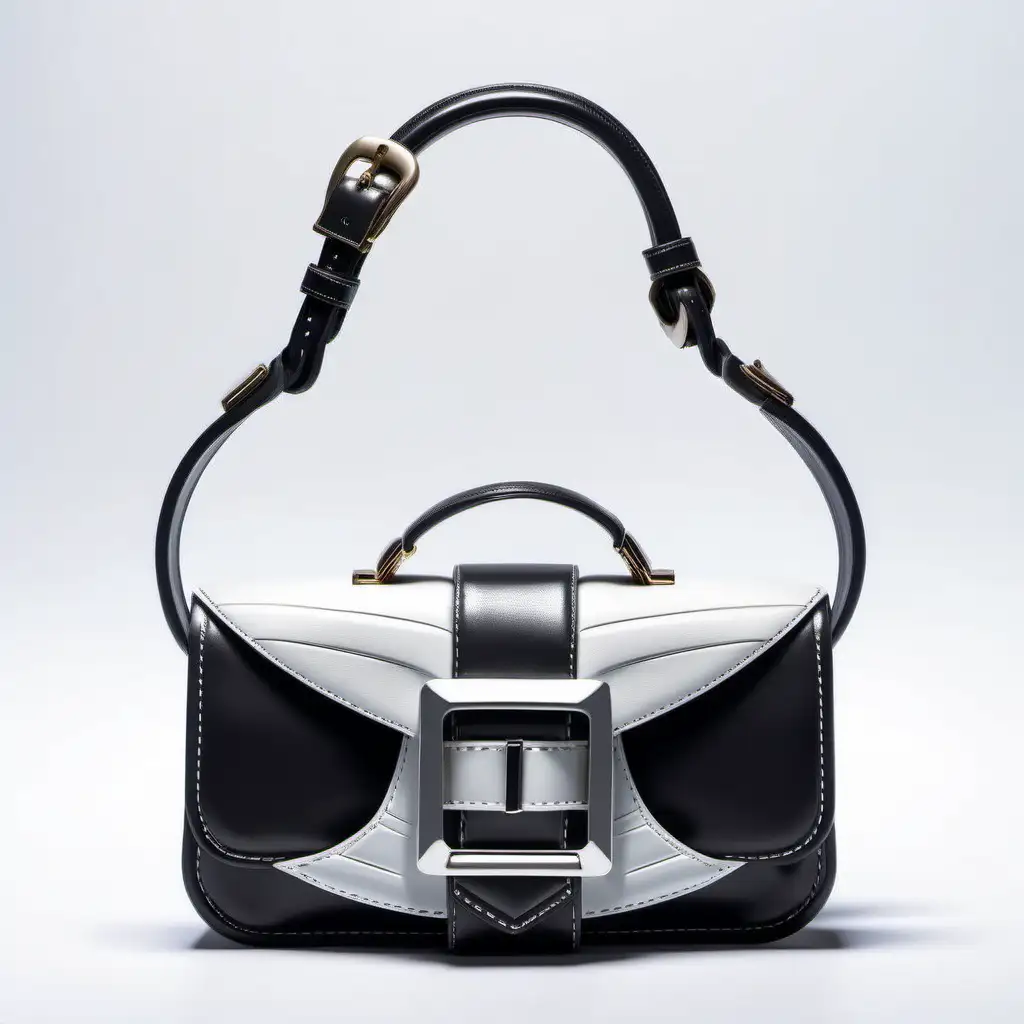 Chic Mini Leather Bag with Futuristic Flap Closure and BeltDecorated Front Buckle