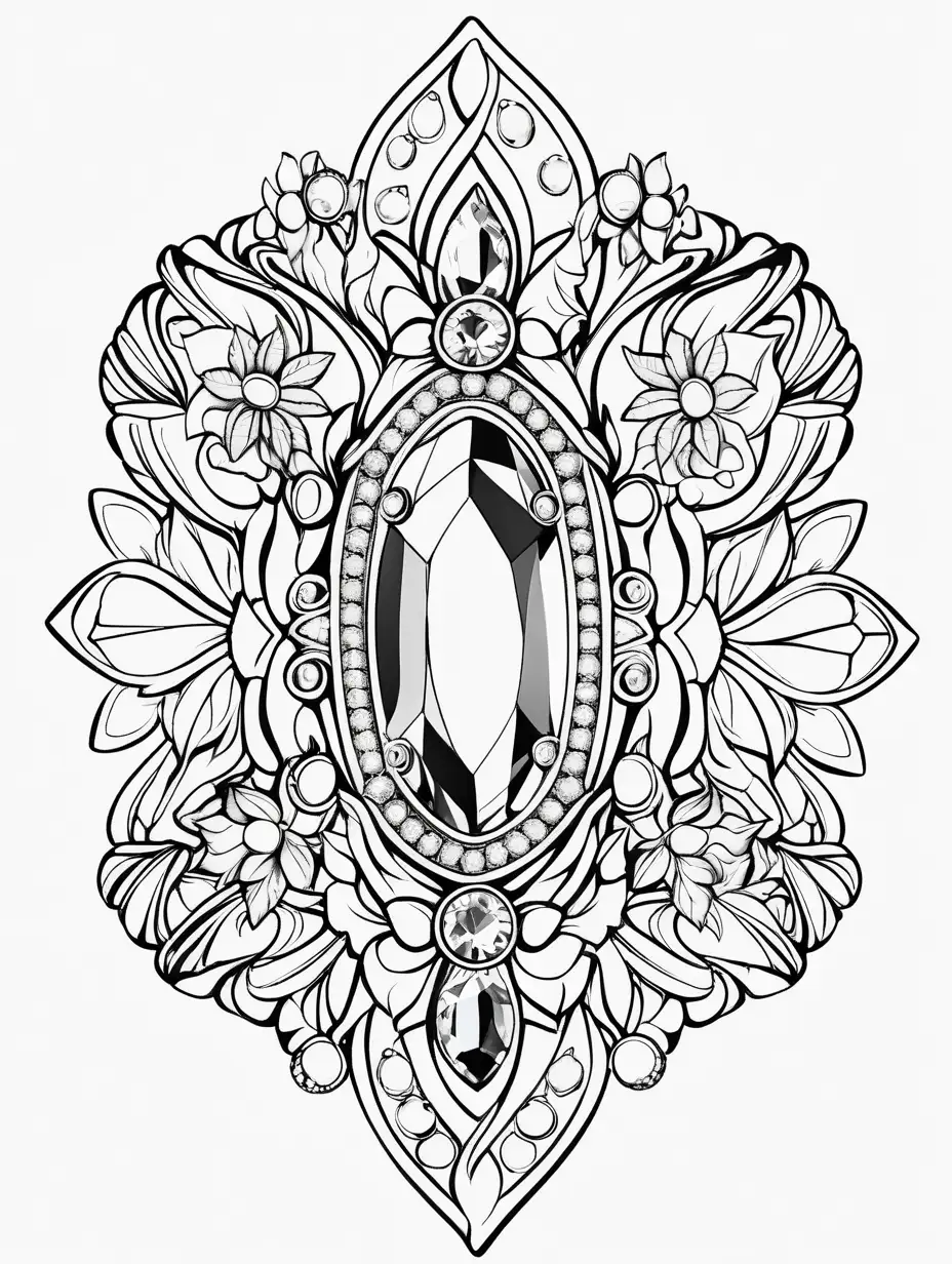 Beautiful Delicate Royal Brooch Coloring Page for Kids