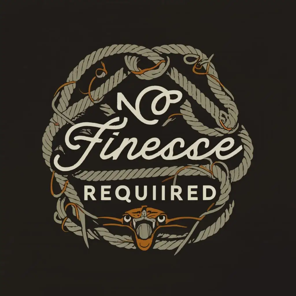 a logo design,with the text "No Finesse Required", main symbol:a snake hanging from a tree branch. the snakes body tied like a lynch rope,complex,be used in Entertainment industry,clear background