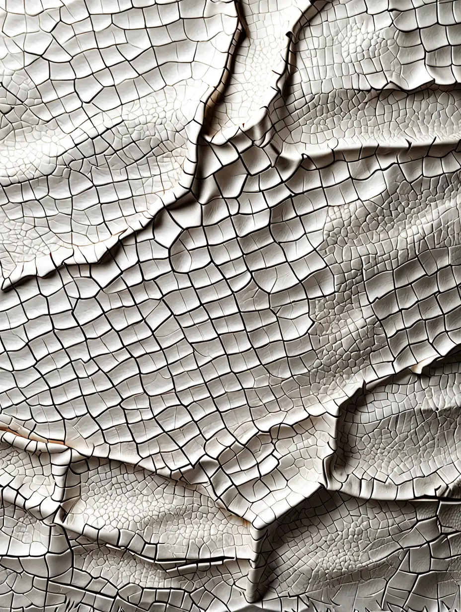 a sheet of white, crackled leather lies flatly and aligned.