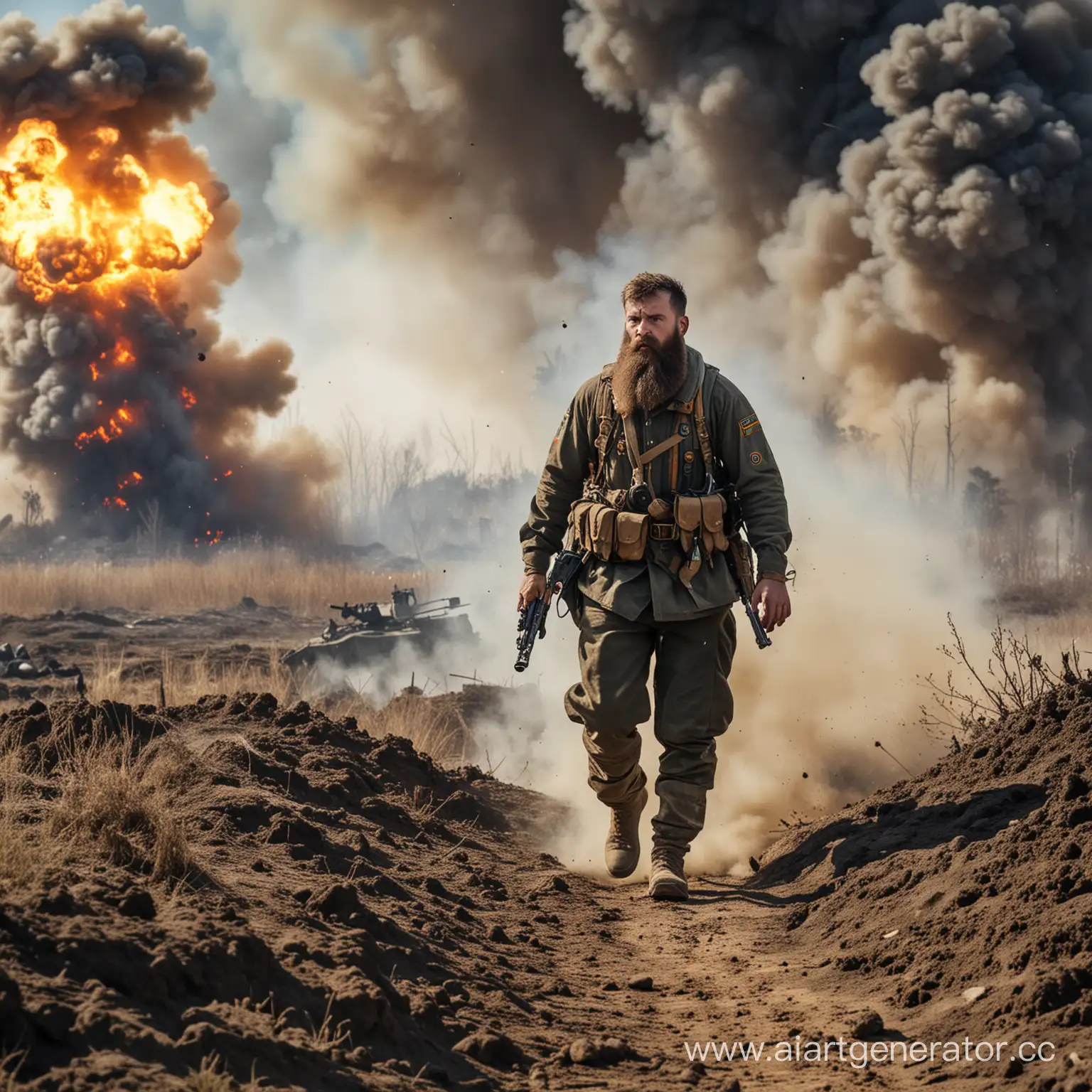 Воин, посадка, храбрость, борода, пулеметчик, взрывы, Российско-Украинская война