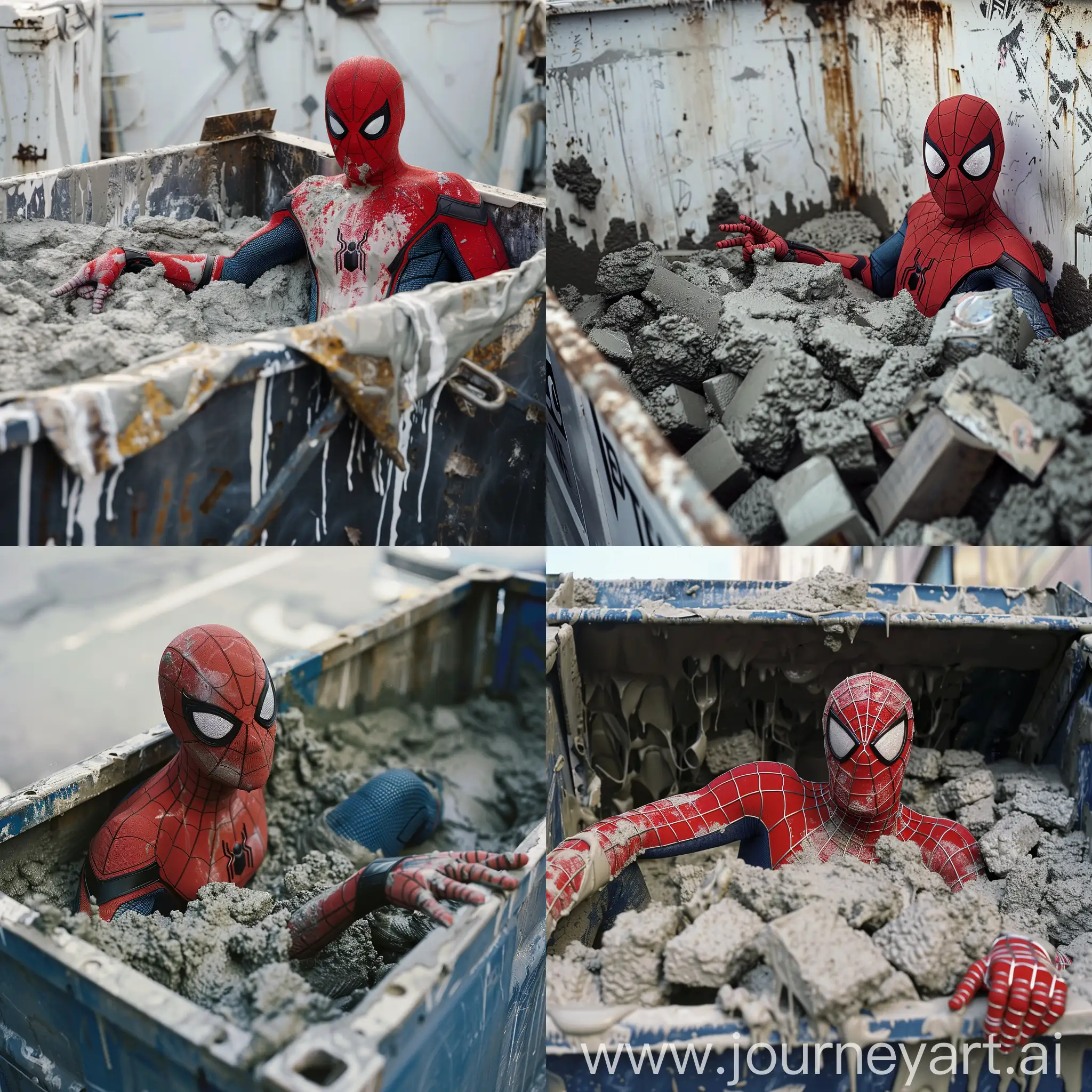 Spiderman-Embraced-by-Wet-Cement-Urban-Adventure-in-11-Aspect-Ratio