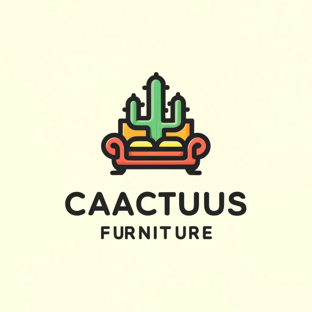 a logo design,with the text "CACTUS FURNITURE", main symbol:Cactus sofa,Moderate,clear background