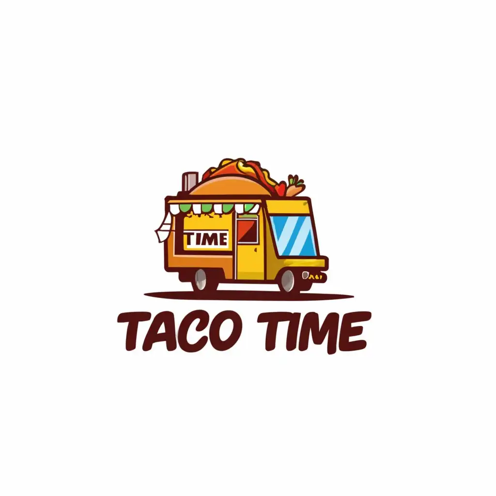 a logo design,with the text "Taco Time", main symbol:Food truck, taco,Moderate,be used in Restaurant industry,clear background