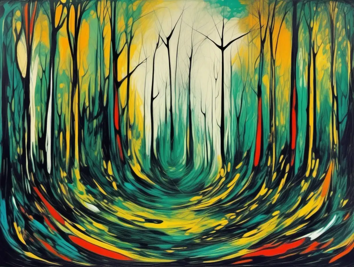 dream scape of a forest, abstract expressionism style