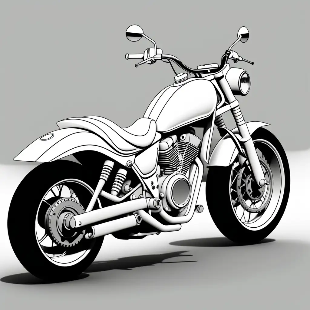 Sleek Black and White Motorbike Outlines for Minimalist Enthusiasts